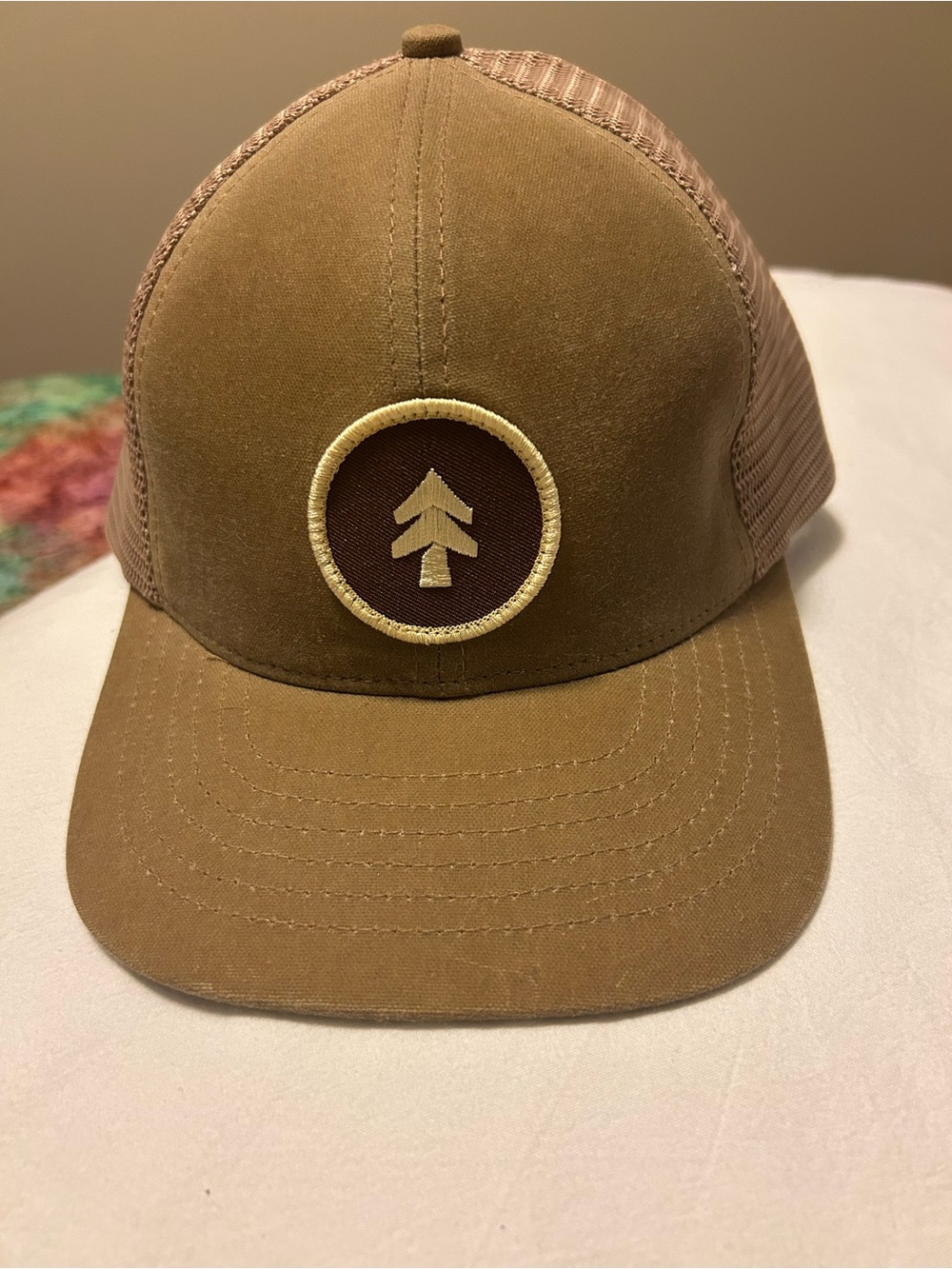 Huckberry Tan Trucker Cap with Tree Patch